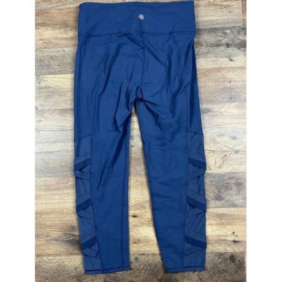 Athleta Mesh Panel Capri Workout‎ Leggings Blue Medium - Picture 1 of 9
